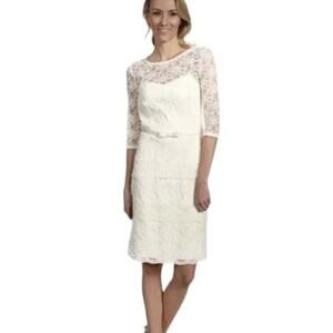 New Tahari by Arthur S. Levine Yvonne Ivory Women's Illusion Sheath Dress 10